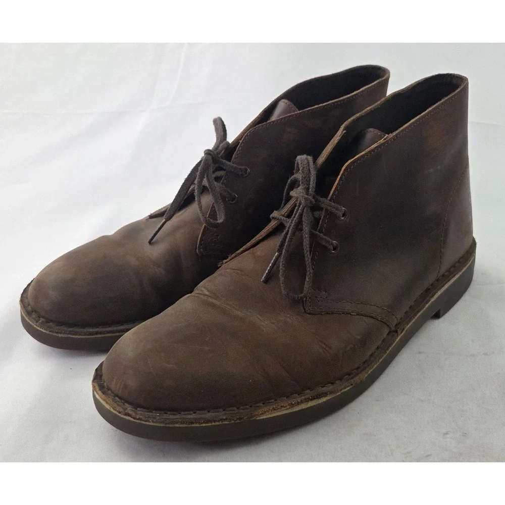 Clarks Desert Boots Mens 11.5 Brown Leather Chukka Lace Up Smart Casual Workwear